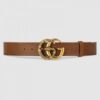 Replica Gucci Leather belt with interlocking G Black 368186 2