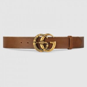 Replica Gucci Leather belt with Double G buckle with snake cuir 458949