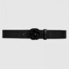 Replica Gucci Leather belt with interlocking G Black 368186