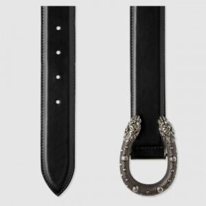 Replica Gucci Leather belt with tiger head buckle 451155 2