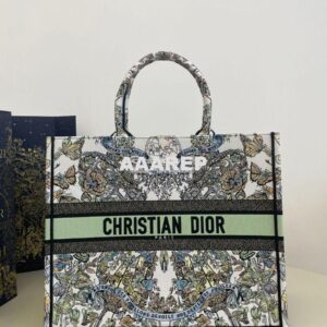 Replica Dior Book Tote bag in Pastel Green and White Butterfly Around