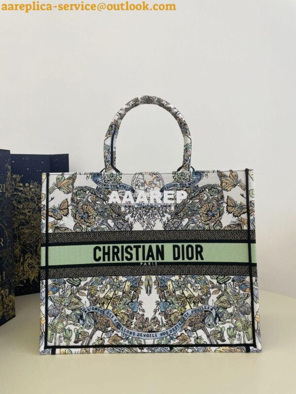 Replica Dior Book Tote bag in Pastel Green and White Butterfly Around 3