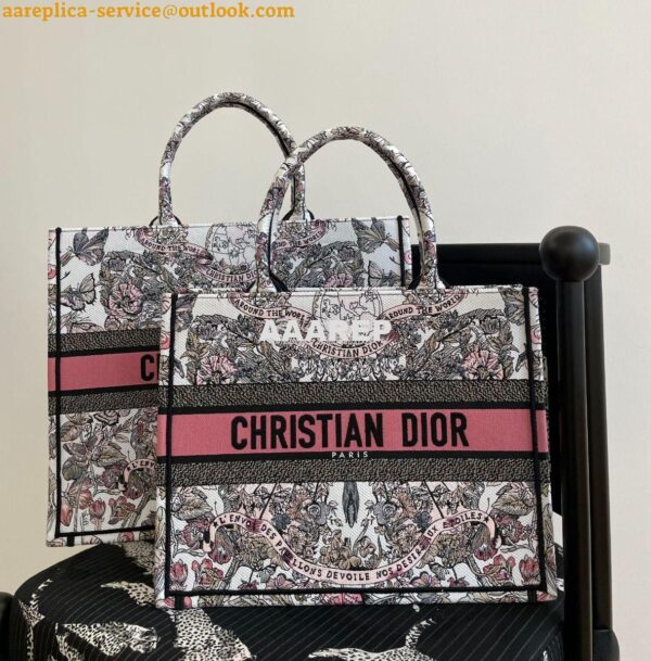 Replica Dior Book Tote bag in Pastel Pink and White Butterfly Around T 3