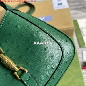 Replica Gucci 637091 Jackie 1961 Mini Ostrich skin Shoulder Bag Green 2