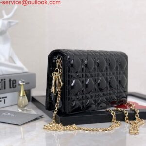 Replica Dior S0204 Lady Dior Pouch Patent Cannage Calfskin Black