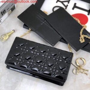 Replica Dior S0204 Lady Dior Pouch Patent Cannage Calfskin Black 2