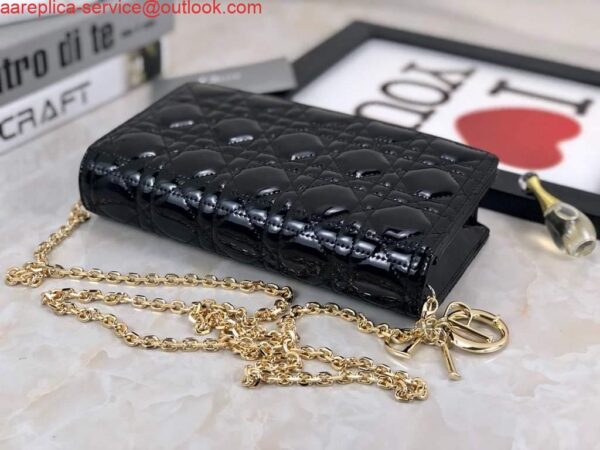 Replica Dior S0204 Lady Dior Pouch Patent Cannage Calfskin Black 7