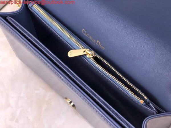 Replica Dior S0204 Lady Dior Pouch Patent Cannage Calfskin Blue 10