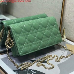 Replica Dior S0204 Lady Dior Pouch Patent Cannage Calfskin Green