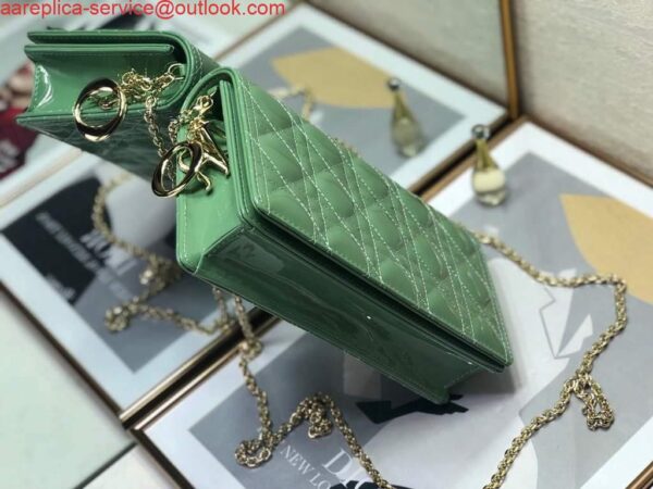 Replica Dior S0204 Lady Dior Pouch Patent Cannage Calfskin Green 5