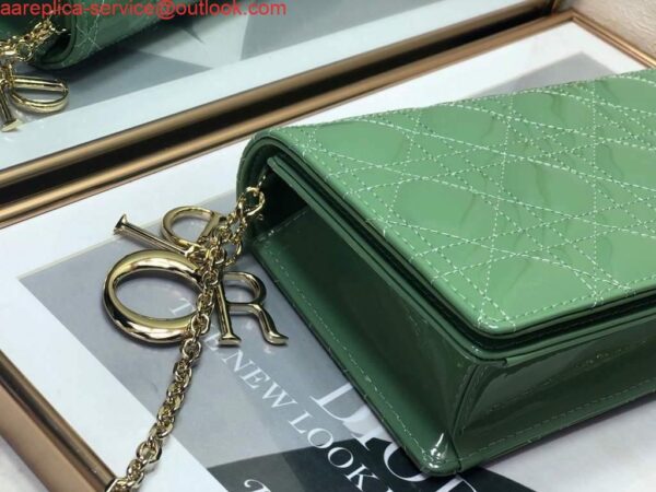 Replica Dior S0204 Lady Dior Pouch Patent Cannage Calfskin Green 7