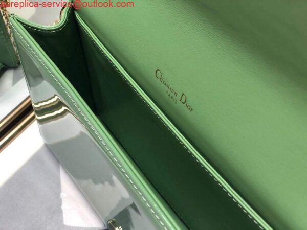 Replica Dior S0204 Lady Dior Pouch Patent Cannage Calfskin Green 9