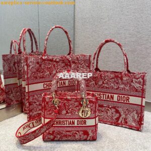 Replica Dior Book Tote bag in Raspberry Toile de Jouy Reverse Embroide