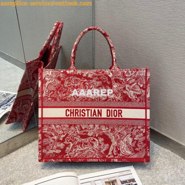 Replica Dior Book Tote bag in Raspberry Toile de Jouy Reverse Embroide 4