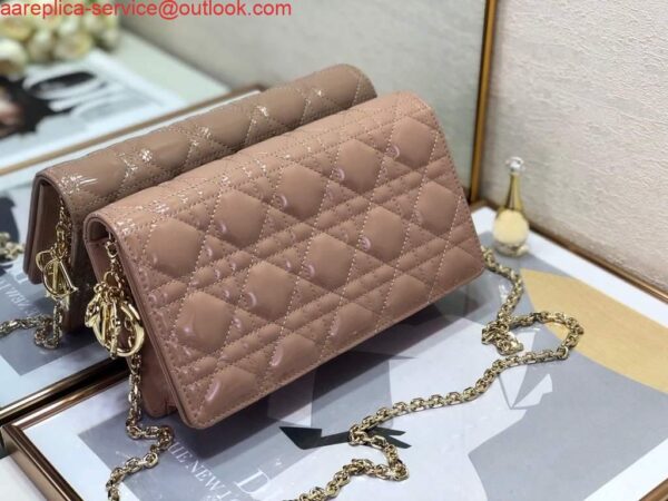 Replica Dior S0204 Lady Dior Pouch Patent Cannage Calfskin Light Pink 5