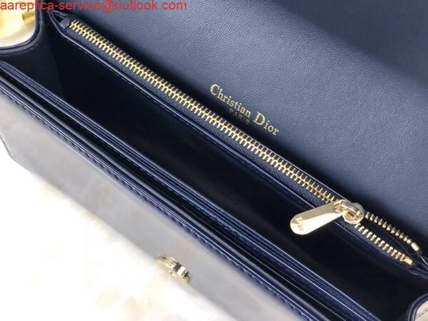 Replica Dior S0204 Lady Dior Pouch Patent Cannage Calfskin Navy Blue 10