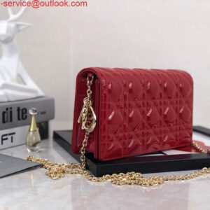 Replica Dior S0204 Lady Dior Pouch Patent Cannage Calfskin Red