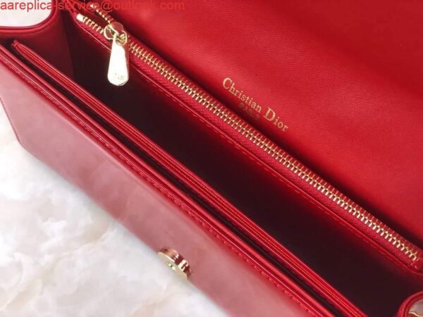 Replica Dior S0204 Lady Dior Pouch Patent Cannage Calfskin Red 10