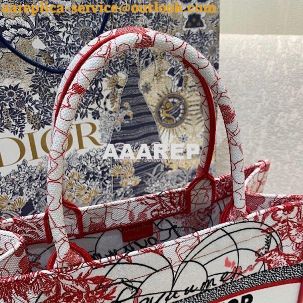 Replica Dior Book Tote bag in Red and White D-Royaume d'Amour Embroide 14