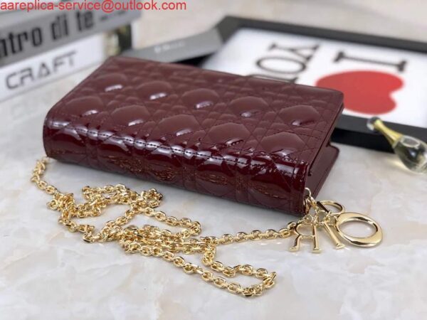 Replica Dior S0204 Lady Dior Pouch Patent Cannage Calfskin Wine Red 8