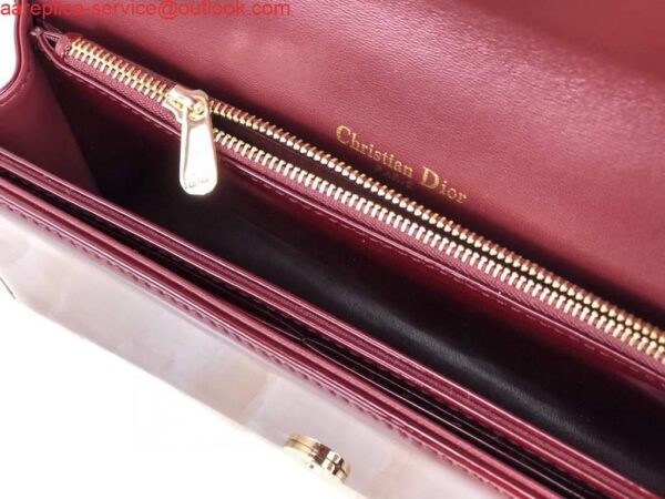 Replica Dior S0204 Lady Dior Pouch Patent Cannage Calfskin Wine Red 10