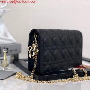 Replica Dior S0204 Lady Dior Pouch Ultramatte Cannage Calfskin Black