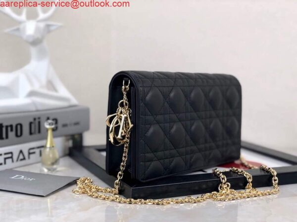 Replica Dior S0204 Lady Dior Pouch Ultramatte Cannage Calfskin Black 3