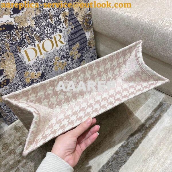 Replica Dior Book Tote bag in Rose Des Vents Houndstooth Embroidery 12