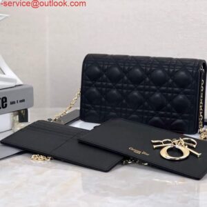 Replica Dior S0204 Lady Dior Pouch Ultramatte Cannage Calfskin Black 2