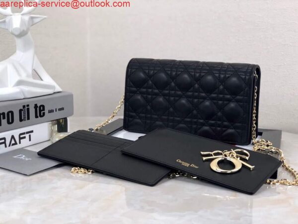 Replica Dior S0204 Lady Dior Pouch Ultramatte Cannage Calfskin Black 4