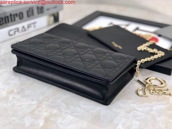 Replica Dior S0204 Lady Dior Pouch Ultramatte Cannage Calfskin Black 7