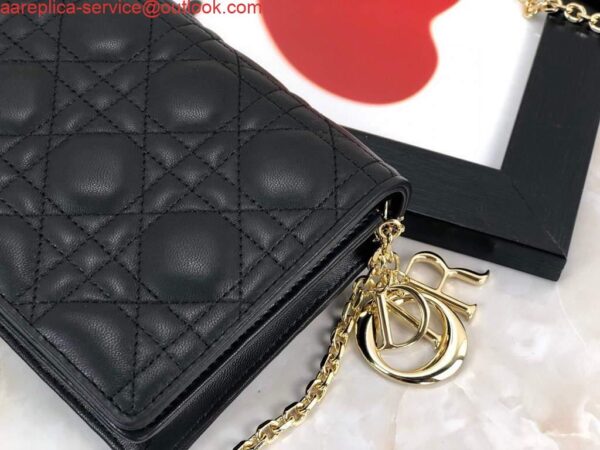 Replica Dior S0204 Lady Dior Pouch Ultramatte Cannage Calfskin Black 8