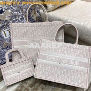 Replica Dior Book Tote bag in Rose Des Vents Oblique Embroidery