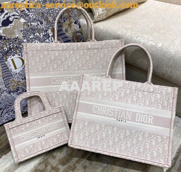 Replica Dior Book Tote bag in Rose Des Vents Oblique Embroidery 3