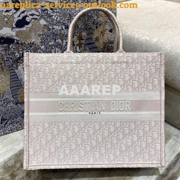 Replica Dior Book Tote bag in Rose Des Vents Oblique Embroidery 4