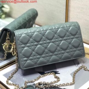 Replica Dior S0204 Lady Dior Pouch Ultramatte Cannage Calfskin Light green