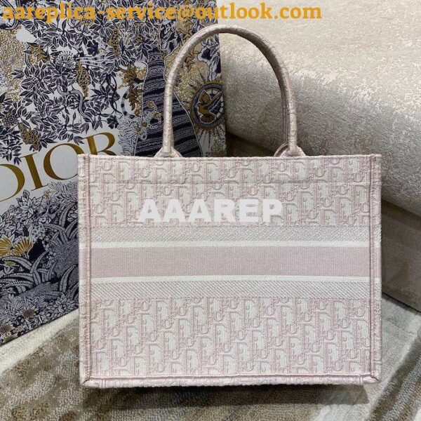 Replica Dior Book Tote bag in Rose Des Vents Oblique Embroidery 15