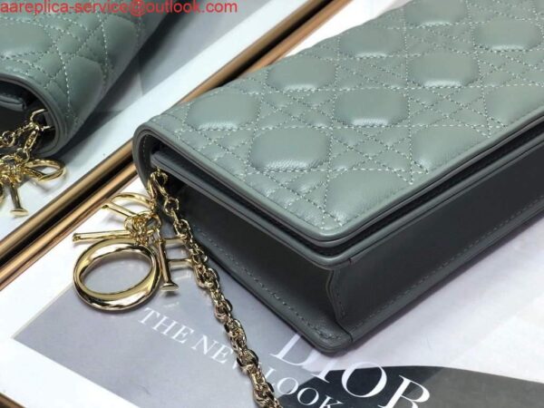 Replica Dior S0204 Lady Dior Pouch Ultramatte Cannage Calfskin Light green 7