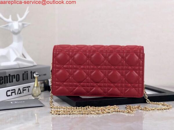 Replica Dior S0204 Lady Dior Pouch Ultramatte Cannage Calfskin Red