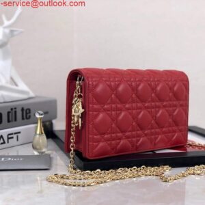 Replica Dior S0204 Lady Dior Pouch Ultramatte Cannage Calfskin Red 2