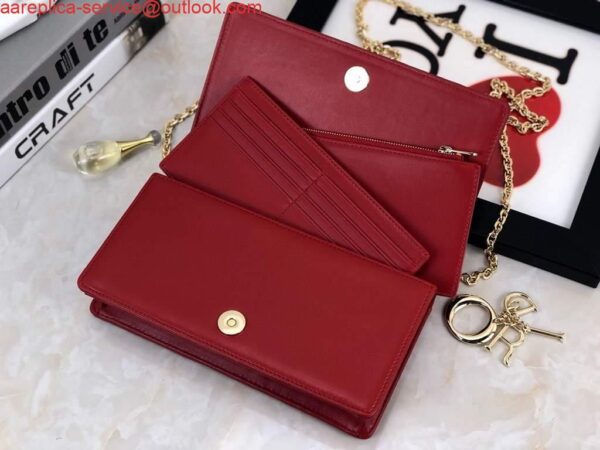 Replica Dior S0204 Lady Dior Pouch Ultramatte Cannage Calfskin Red 7