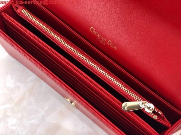 Replica Dior S0204 Lady Dior Pouch Ultramatte Cannage Calfskin Red 10