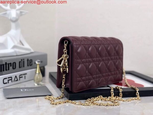 Replica Dior S0204 Lady Dior Pouch Ultramatte Cannage Calfskin Wine red