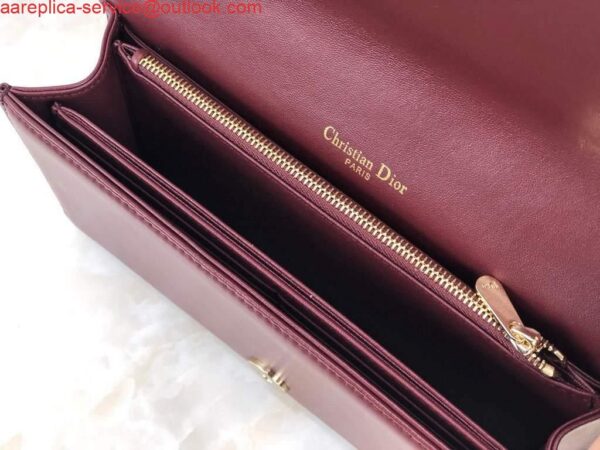 Replica Dior S0204 Lady Dior Pouch Ultramatte Cannage Calfskin Wine red 8