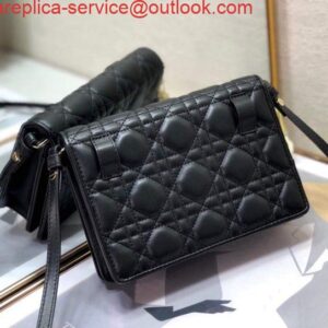 Replica Dior S0855 Dior Lady Dior Pouch Black Ultramatte Cannage Calfskin 2