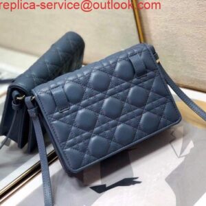 Replica Dior S0855 Dior Lady Dior Pouch Ultramatte Cannage Calfskin Navy Blue 2