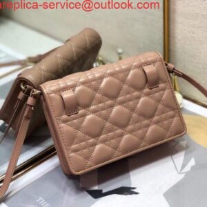 Replica Dior S0855 Dior Lady Dior Pouch Ultramatte Cannage Calfskin Nude 2