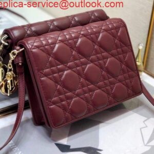 Replica Dior S0855 Dior Lady Dior Pouch Wine Red Ultramatte Cannage Calfskin