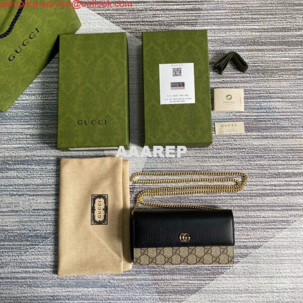 Replica Gucci 546585 GG Marmont Chain Wallet Black 10