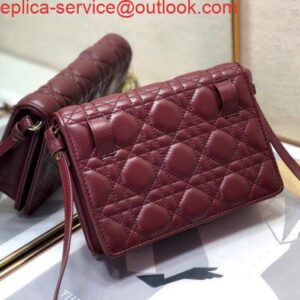 Replica Dior S0855 Dior Lady Dior Pouch Wine Red Ultramatte Cannage Calfskin 2